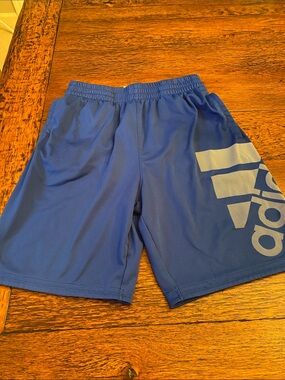 adidas boys Royal Blue Athletic Shorts with Large Logo